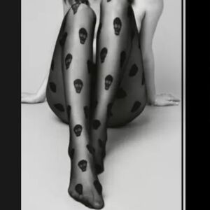 Pantyhose skull pinup rockabilly black stockings lingerie  denier 20 punk rocker